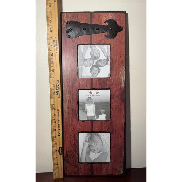 Design Home Decorative Picture Frame 3 Openings Photo Frame 5" x 5" Rustic Red - Picture 6 of 9